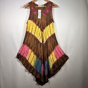 Sante Classics Dress One Size Boho Patchwork Floral Embroidered Artsy Festival